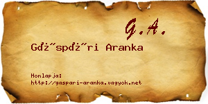 Gáspári Aranka névjegykártya